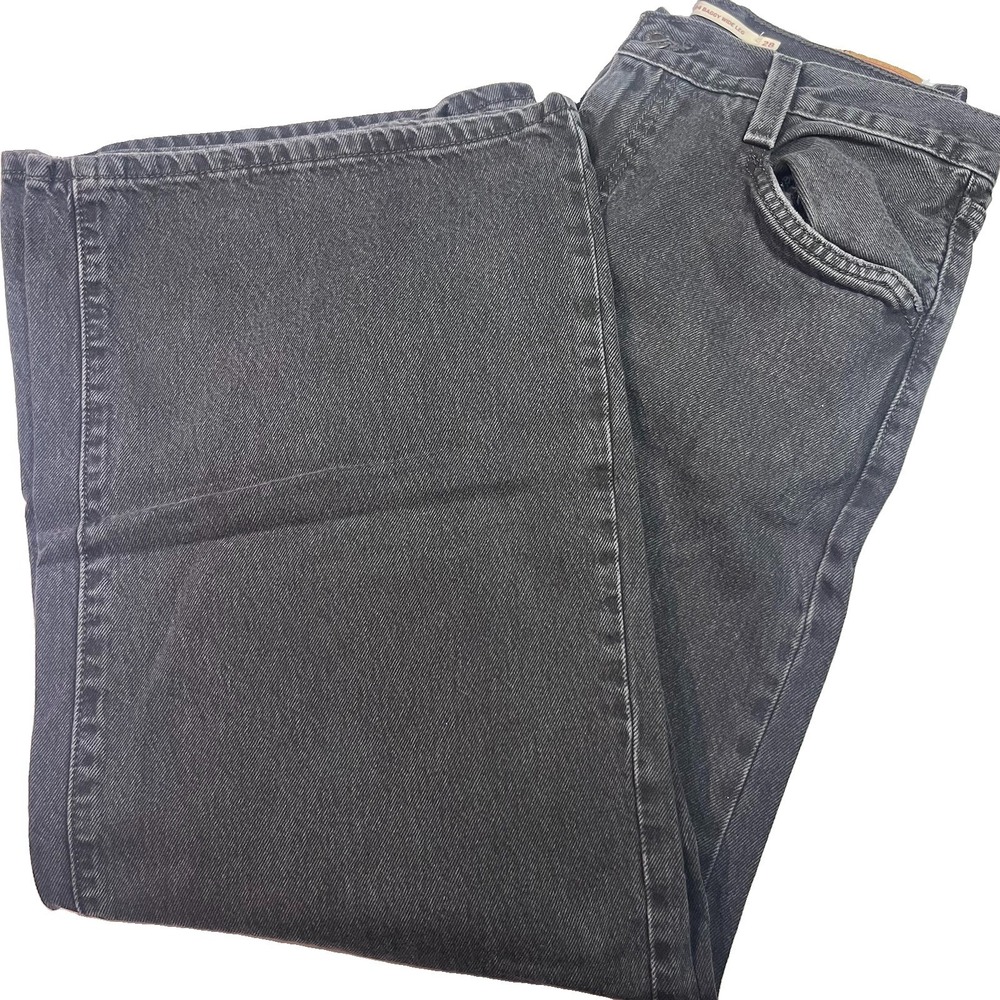Levis 94 Baggy Wide Jeans Womens 28 Black High Rise Faded Denim 100% Cotton Boho